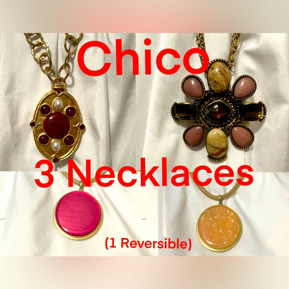 Chico’s Bundle 3 Stone pendant necklace lot